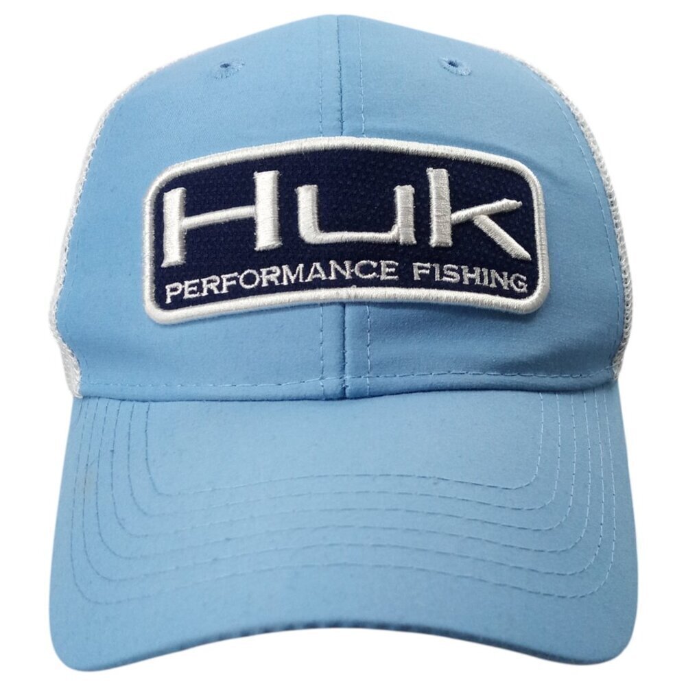 Huk  Blue Logo Snap Back Baseball Trucker Hat One Size Adjustable Fishing White